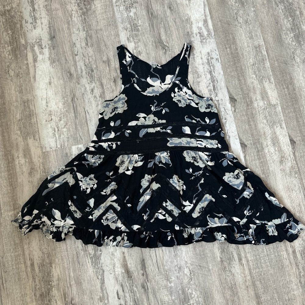 Free People Intimately black floral dress with lace details